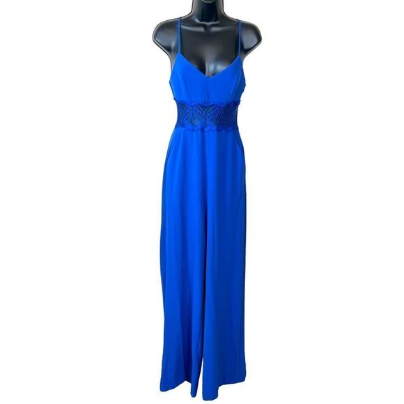 Bebe Desiree Hook & Eye Cobalt Blue Jumpsuit - Picture 1 of 15